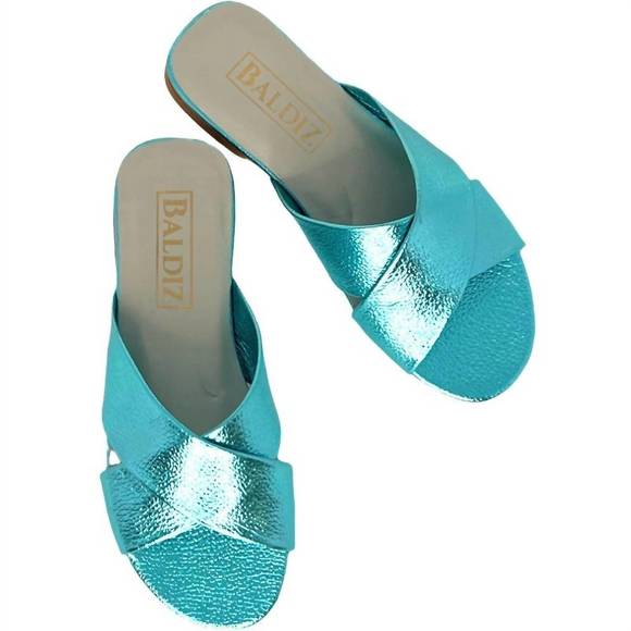 NEW BALDIZ women's kate slide sandal in turquoise - Picture 1 of 2